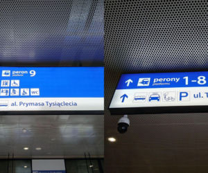 Oznaczenia kierujące do peronów na stacji PKP Warszawa Zachodnia