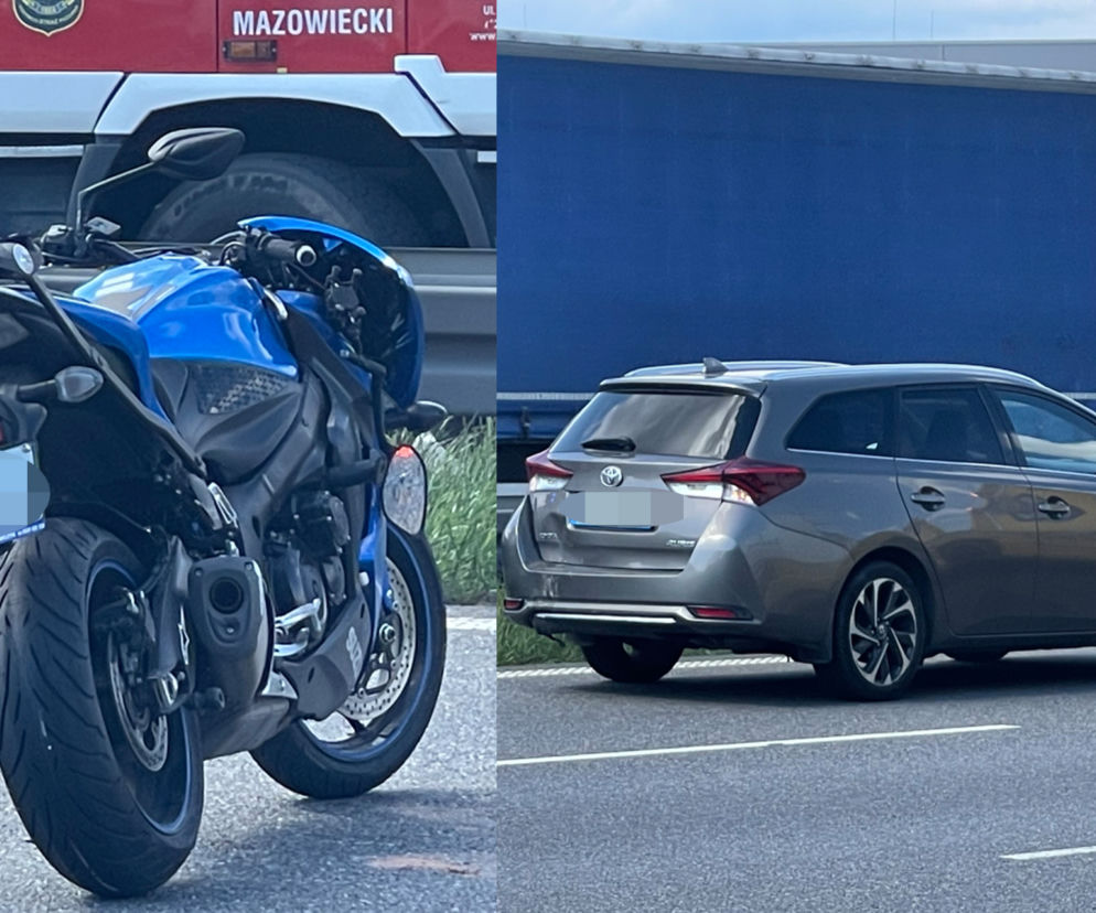 Wypadek na S8. Motocyklista rąbnął w toyotę. Rannego przewieziono do szpitala