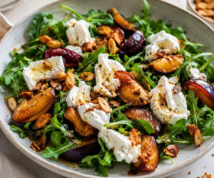 Śliwki, burrata i chrupiące migdały. Sezon na śliwki  zacznij od tej sałatki, a nie od ciasta