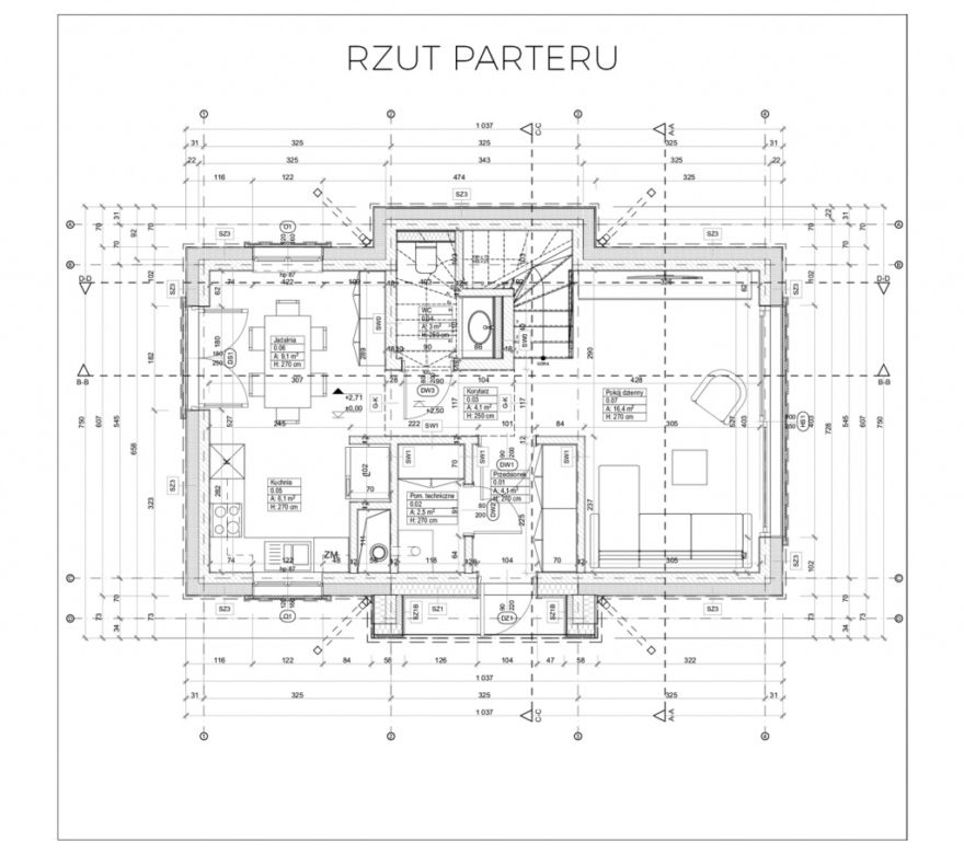 Darmowe projekty domów w stylu świdermajer – rzut parteru