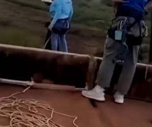 Horror podczas skoku na bungee! Zapomnieli o linie