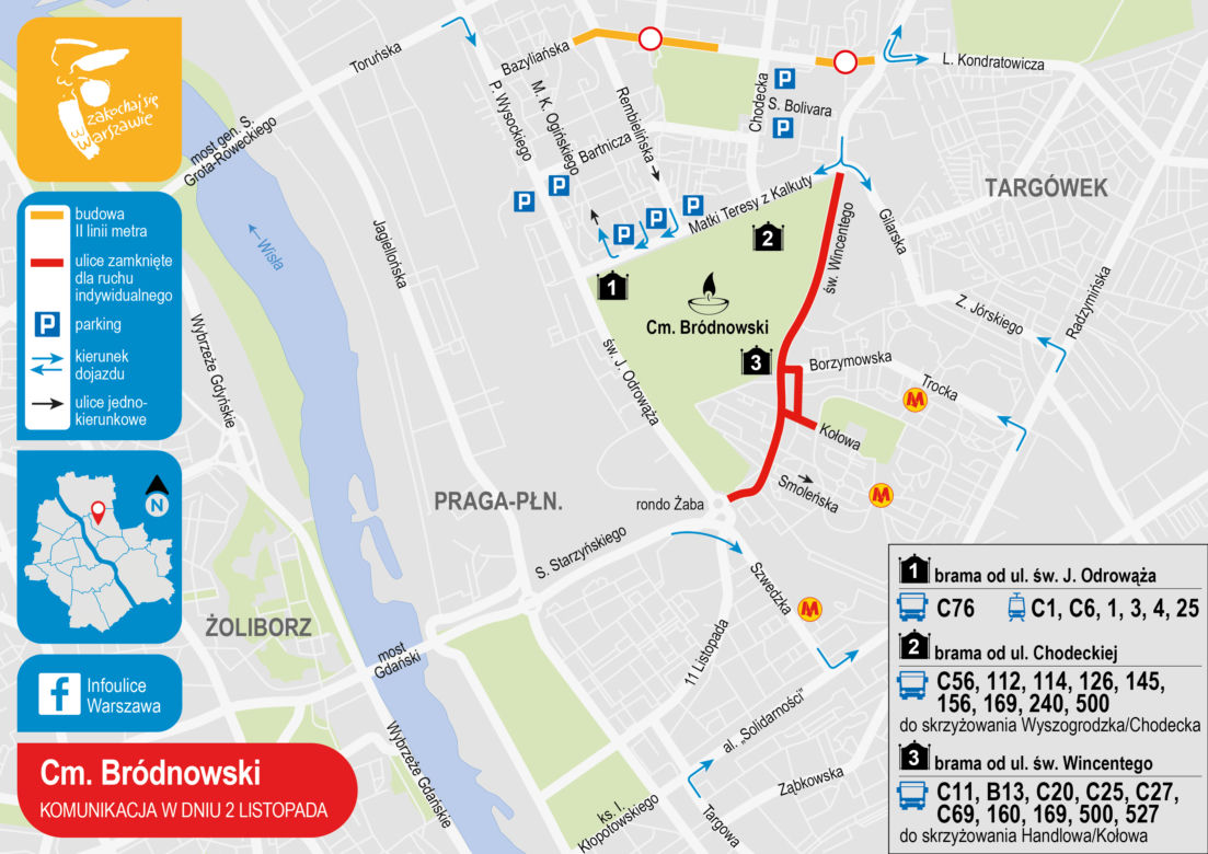Cmentarz Brudnowski: komunikacja 2 listopada