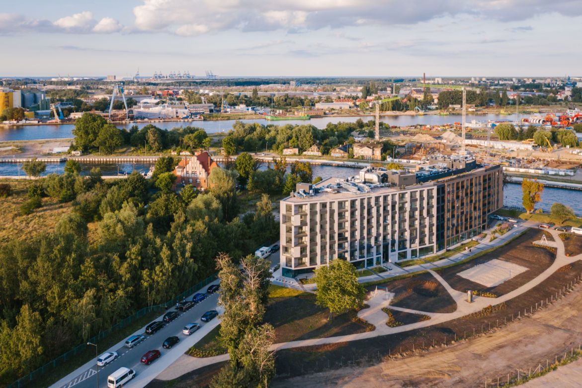 Chlebova Apartamenty nad brzegiem Motławy, w miejscu drugiej przemysłowej Fabryki Chleba w Gdańsku