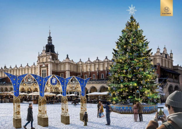 Kraków pokazał świąteczną iluminację. "Gotyk przełożony na język świetlny"