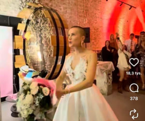 Maffashion w sukni ślubnej na imprezie urodzinowej