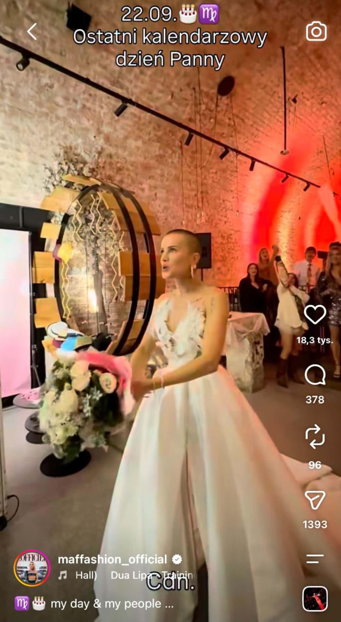 Maffashion w sukni ślubnej na imprezie urodzinowej