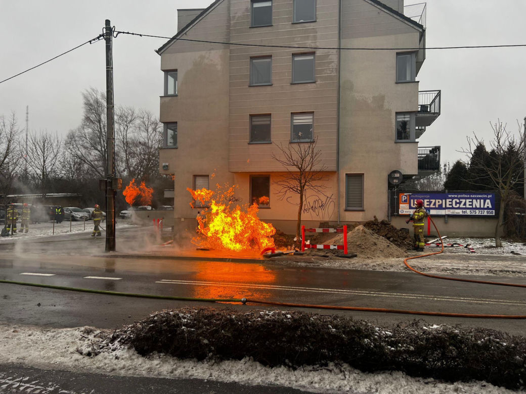 Pożar gazociągu w Szczecinie