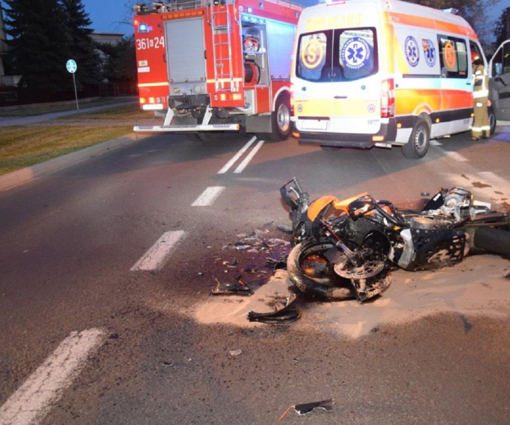Wypadek w Tarnowie. Motocyklista w szpitalu po zderzeniu z bmw