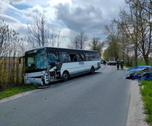 Zderzenie autobusu z dostawczakiem pod Bydgoszczą! Na miejscu trzy zastępy straży pożarnej [ZDJĘCIA] 