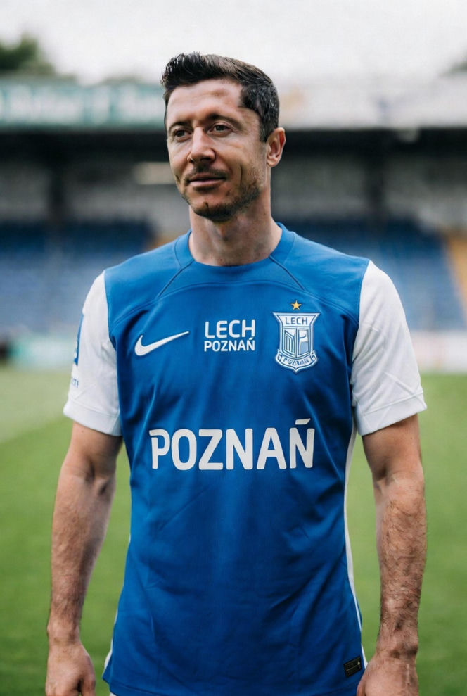 Robert Lewandowski w koszulkach różnych klubów