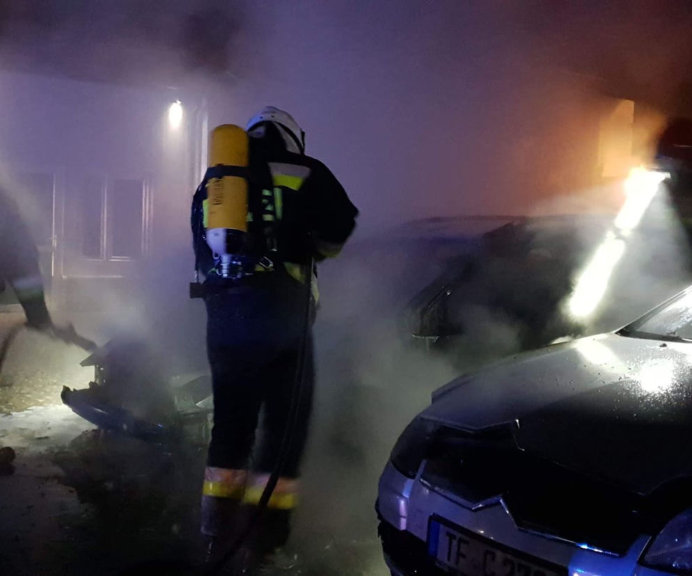 Pożar samochodów w Łupowie. 
