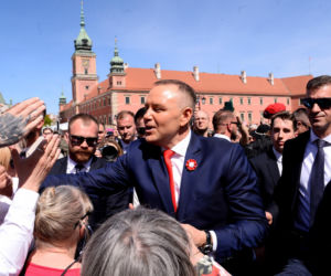 Warszawa. Święto Narodowe Trzeciego Maja. Para prezydencka na Placu Zamkowym w Warszawie
