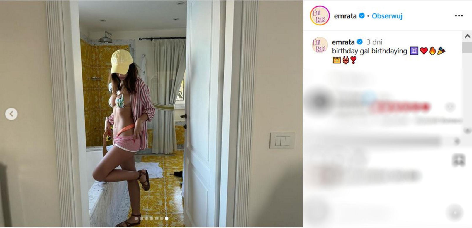Szokujące zdjęcia Emily Ratajkowski. Polka pozuje w łazience ze spuszczonymi spodenkami. Tak świętuje urodziny