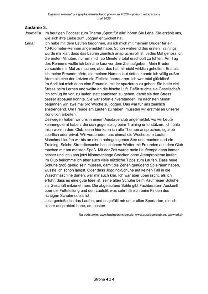 Matura 2026: NIEMIECKI rozszerzony 12.05.2026r. Arkusze CKE [Formuła 2023]