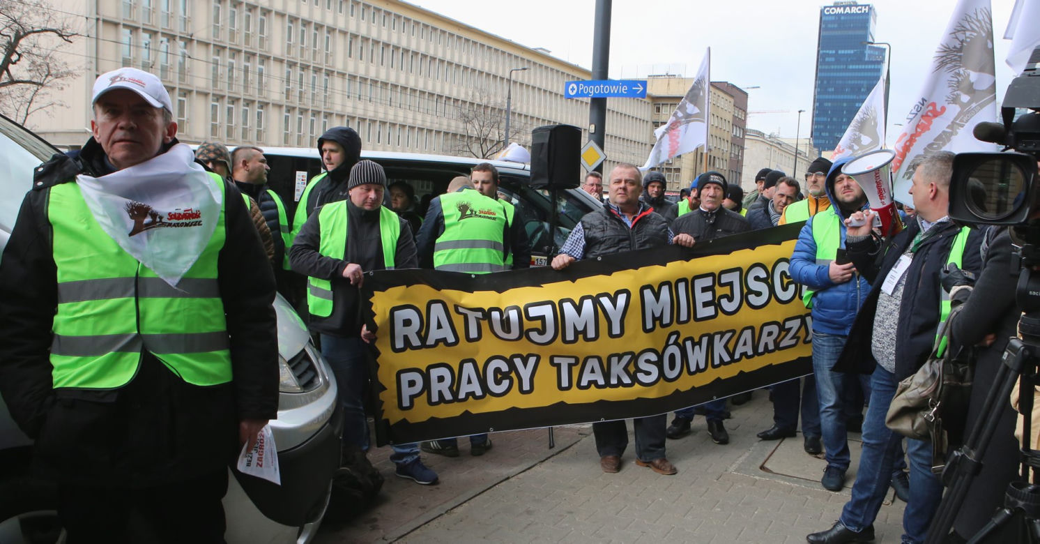 Protest taksówkarzy w Warszawie