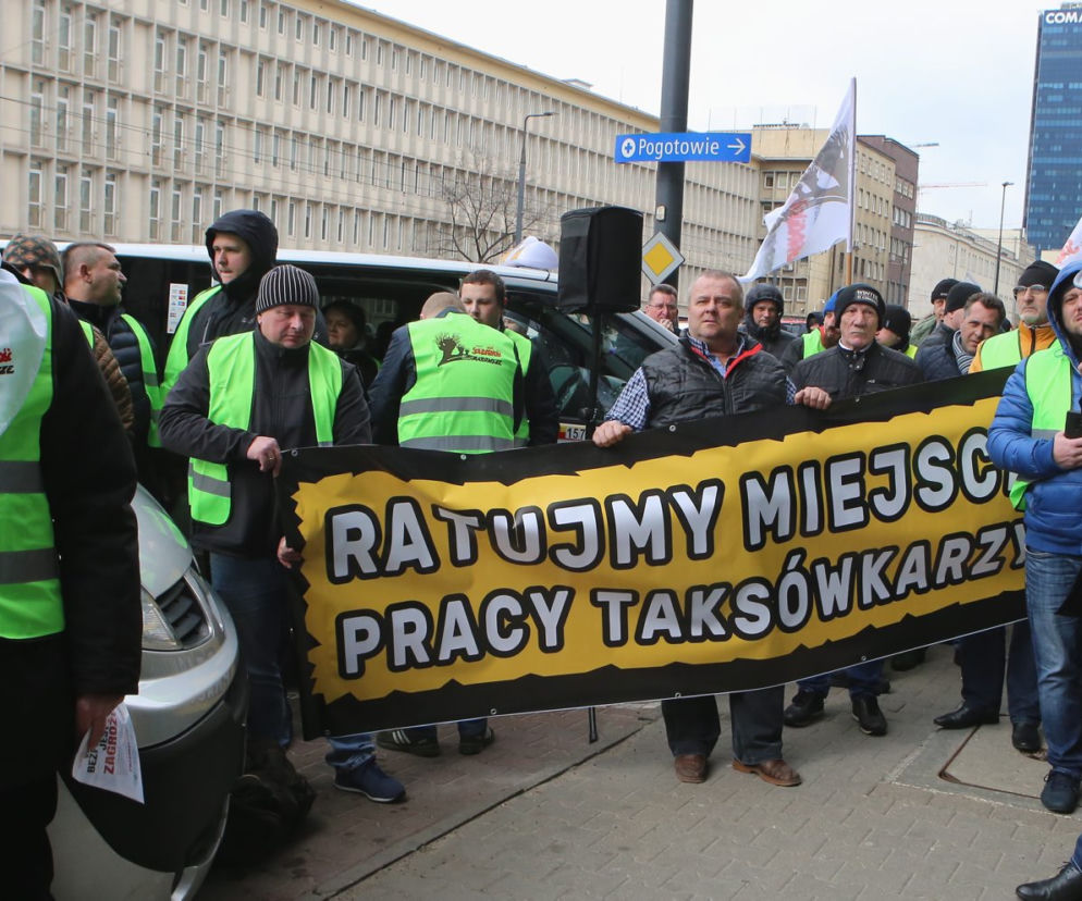 Protest taksówkarzy w Warszawie