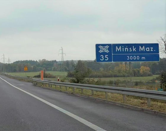 Zjazd z A2 w kierunku Mińska Mazowieckiego lepiej oznakowany