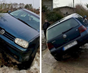 Szokujące sceny na Pomorzu! Porzucił żonę i 5-letnią córeczkę w rozbitym aucie. Po wszystkim uciekł [GALERIA]