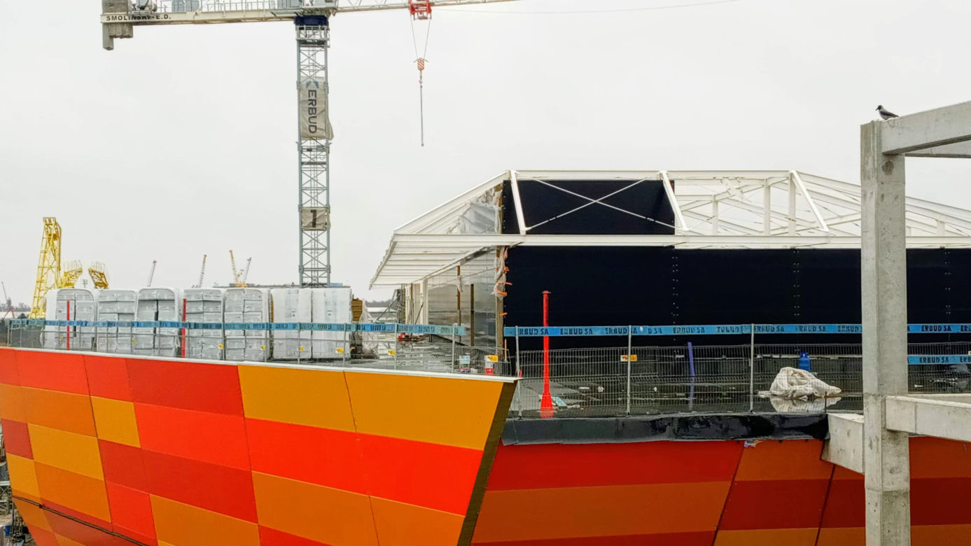 Budowa Morskiego Centrum Nauki w Szczecinie - styczeń 2021