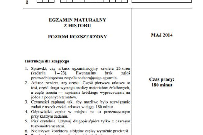 Matura 2014 Historia poziom rozszerzony