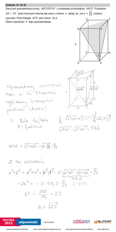 Matura 2022: matematyka. Arkusze odpowiedzi, pytania CKE. Poziom rozszerzony