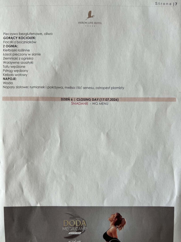 Doda pokazała menu na campie