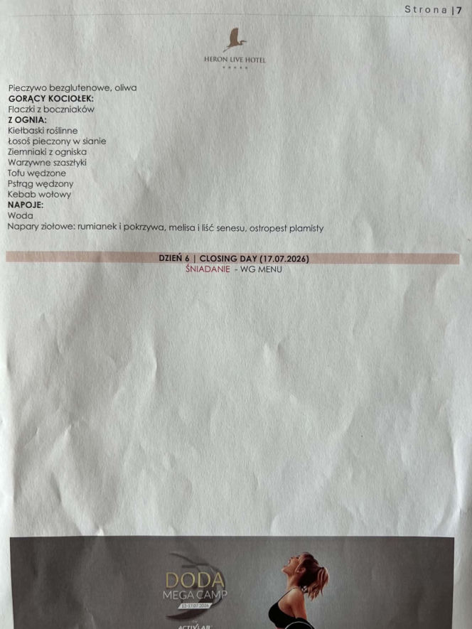Doda pokazała menu na campie