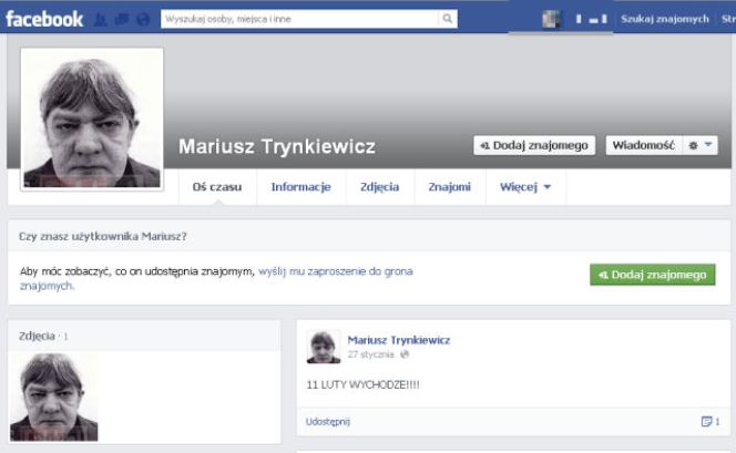 Mariusz Trynkiewicz na Facebooku - nie może doczekać się wyjścia na wolność!