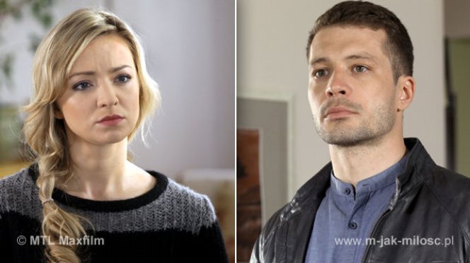 M jak miłość. Tomek (Andrzej Młynarczyk), Joanna (Barbara Kurdej-Szatan)