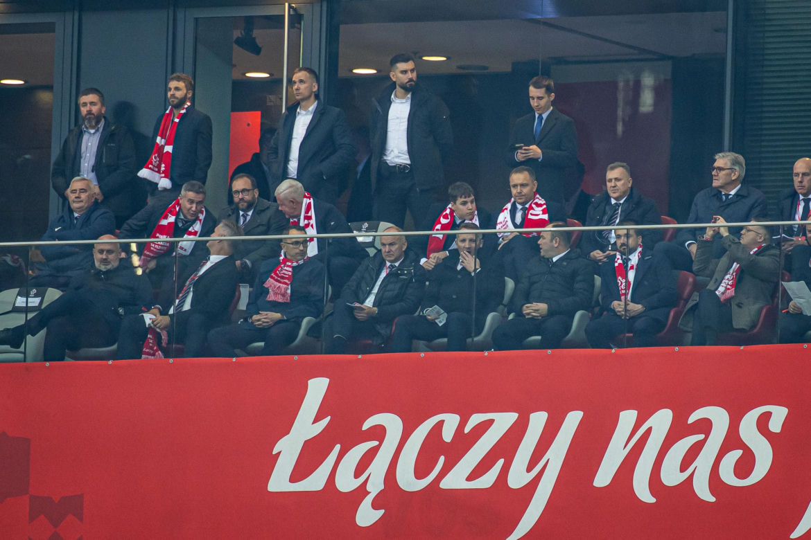 Karol Nawrocki na meczu Polska - Holandia