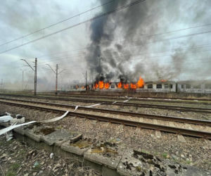 Pożar wagonów kolejowych w Krakowie