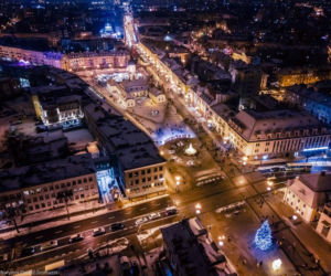 Świąteczny Białystok z lotu ptaka. Tak wygląda miasto z chmur! [ZDJĘCIA]