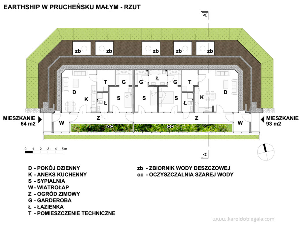 Dom z opon w okolicach Łodzi. Rzut budynku 