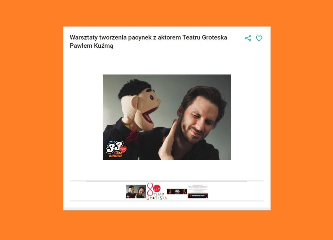 Warsztaty tworzenia pacynek z aktorem Teatru Groteska Pawłem Kuźmą