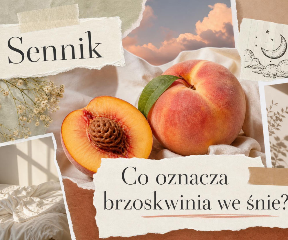 Dojrzała brzoskwinia i jej połówka na jasnym materiale. O znaczeniu tego snu przeczytasz na SE (Super Express).