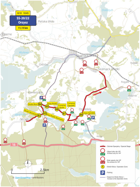 Rajd Polski 2017, odcinek specjalny Orzysz SS 20/22 - MAPA