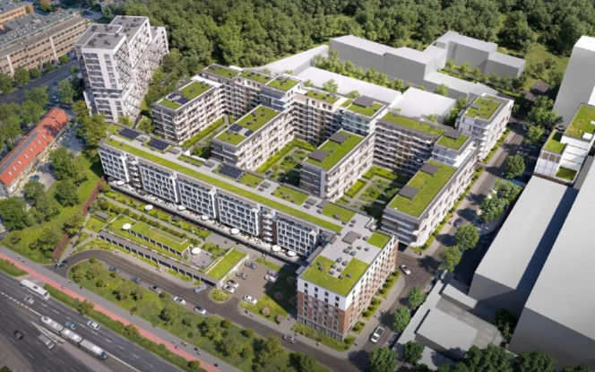 Wizualizacja kompleksu Krakowskie Tarasy we Wrocławiu