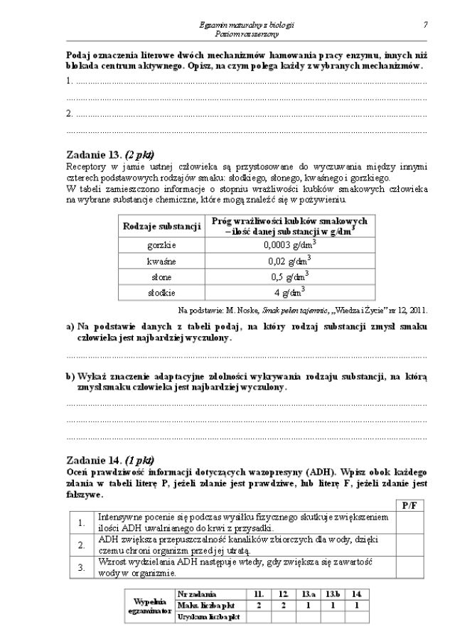 Arkusz biologia rozszerzony matura 2014