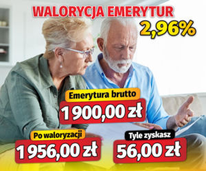 Waloryzacja emerytur 2,96 proc.