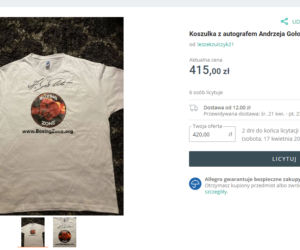 Licytacja koszulki z podpisem Andrzeja Gołoty