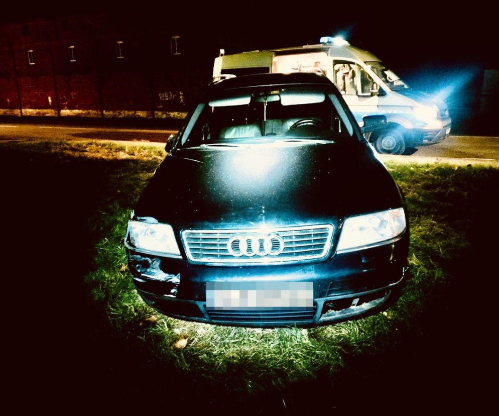 Pijany Ukrainiec uciekał przed słupską drogówką. Jazdę skończył na znaku drogowym