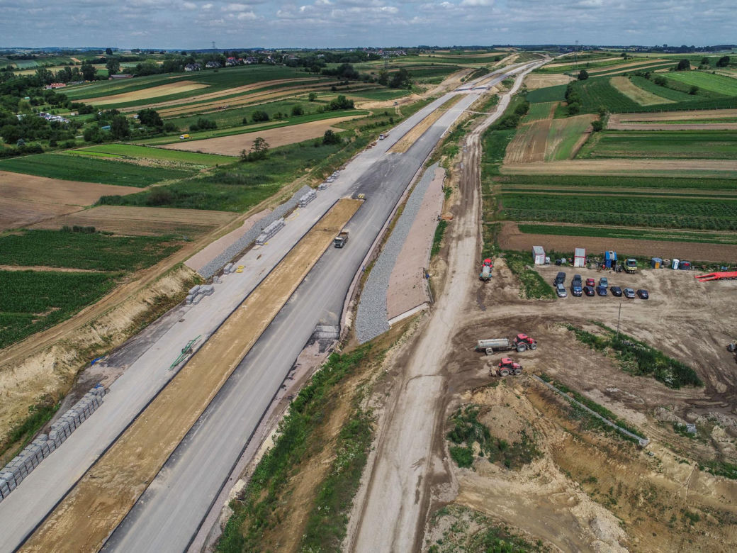 Zdjęcia z placu budowy S7 Kraków - Widoma, czerwiec 2024