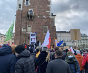 Demonstracja w Krakowie przeciwko Lex TVN
