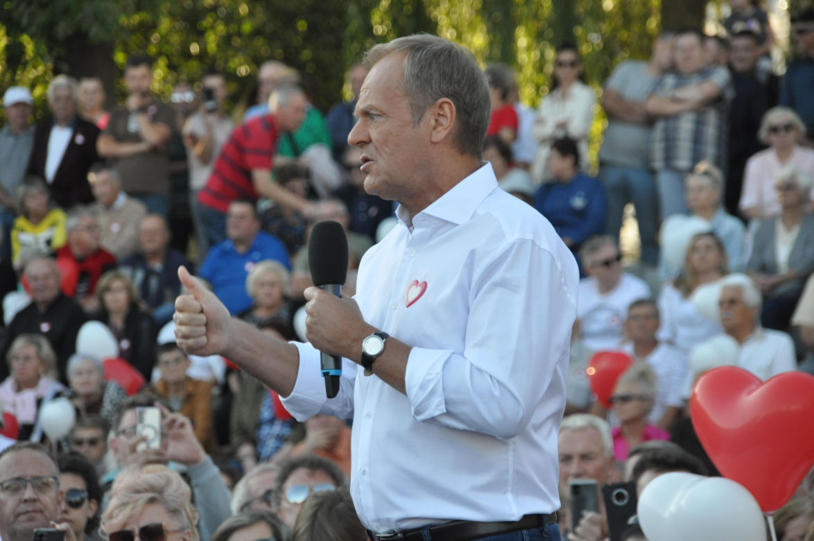 Donald Tusk, lider Platformy Obywatelskiej w Skarżysku-Kamiennej (Świętokrzyskie)