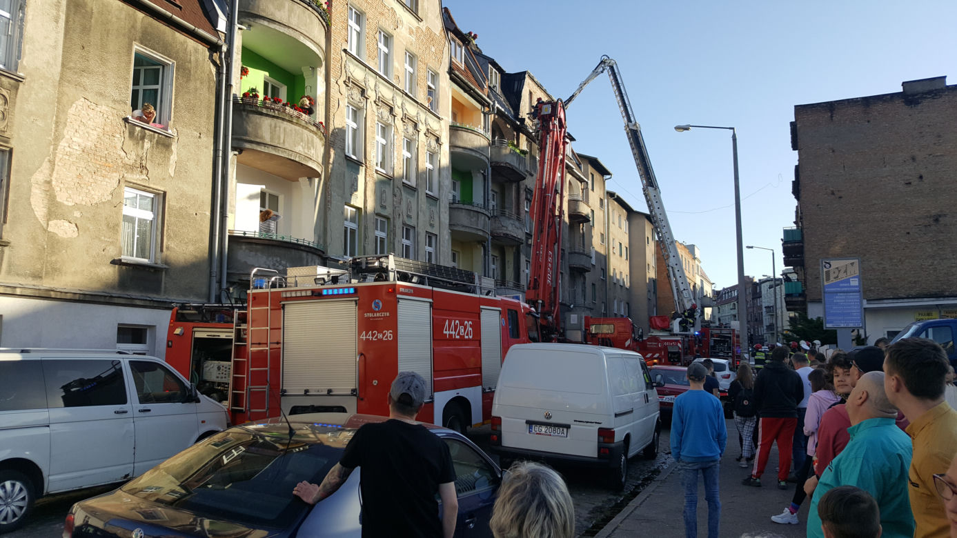 Pożar w kamienicy przy ulicy Kościuszki w Grudziądzu. Paliło się poddasze budynku