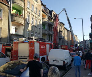 Pożar w kamienicy przy ulicy Kościuszki w Grudziądzu. Paliło się poddasze budynku