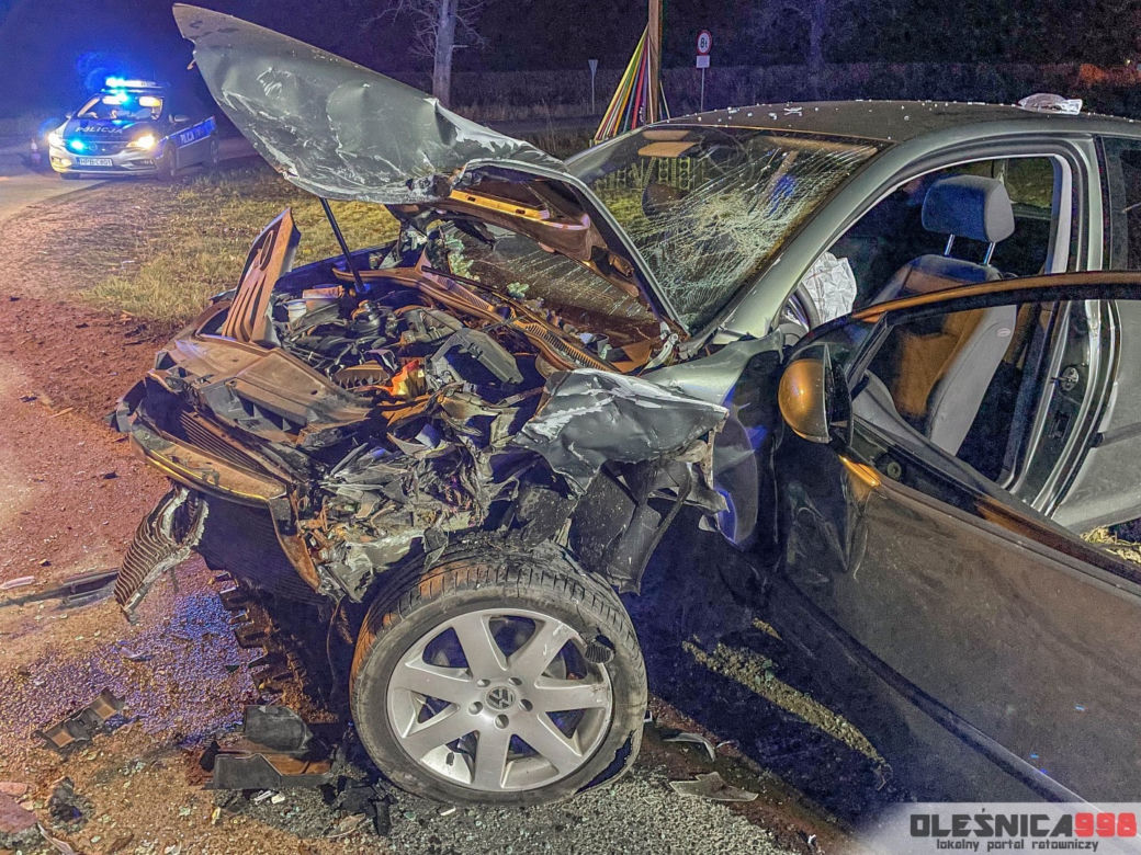 Czołowe zderzenie pod Oleśnicą