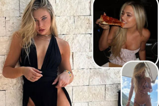 Gorrrąco! Jutta Leerdam w obcisłym gorsecie! Ledwo wcisnęła w niego biust i zjada pizzę