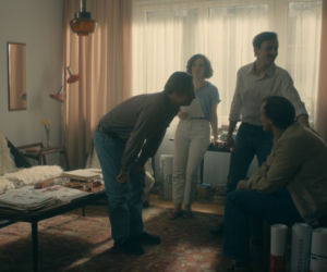 Stulecie Winnych 4, odc. 51: Janusz (Paweł Małaszyński), Michelle (Maria Pawłowska), Wojtek (Karol Dziuba), Michał (Marcin Franc)