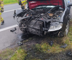 Groźny wypadek na DK 25 w Brzozie! Dwie osoby poszkodowane [ZDJĘCIA]